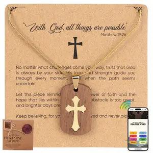 Bible Verse Necklace with NFC – Christian Cross Necklace for Women, Daily Scripture Jewelry for Spiritual Encouragement