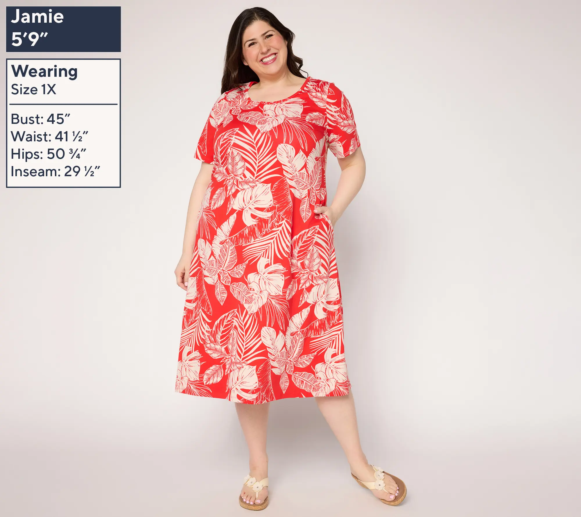 Denim & Co. Beach Jersey Petite Midi Dress with Pockets