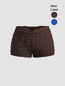 Women's Plain Frill Trim Shorts, Casual Comfy Breathable Shorts for Daily Wear, Ladies Bottoms for Summer