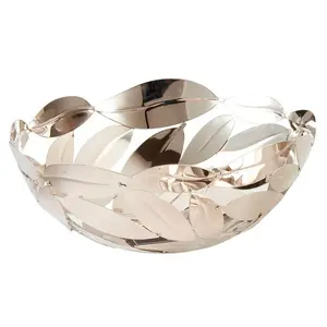 212 MAIN Modern Round Leaves Shape Stainless Steel Salad Serving Bowl - 11x4.5 in. Tableware, Home Decor & Gifting Option, Salad Serving Bowls