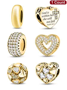 Heart Shaped Pendant & Cross Charm Beads, Rhinestone Decorated Cross, Rhinestone Pendant Jewelry, Fashionable DIY Jewelry for Lovers, Perfect for Valentine's Anniversary Gift