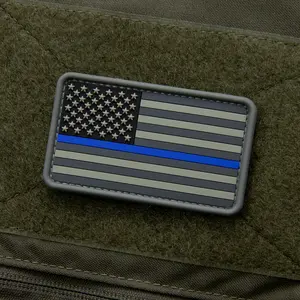 US Flag PVC Thin Blue Line Morale Patch