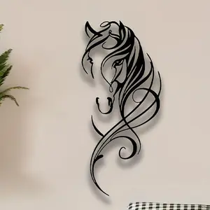 Modern metal horse Western Wall Art hanging sculpture - abstract equestrian Art Deco Style decoration, suitable for home and office, aesthetic living room, bedroom, bar retro decoration - animal theme, Christmas decoration,