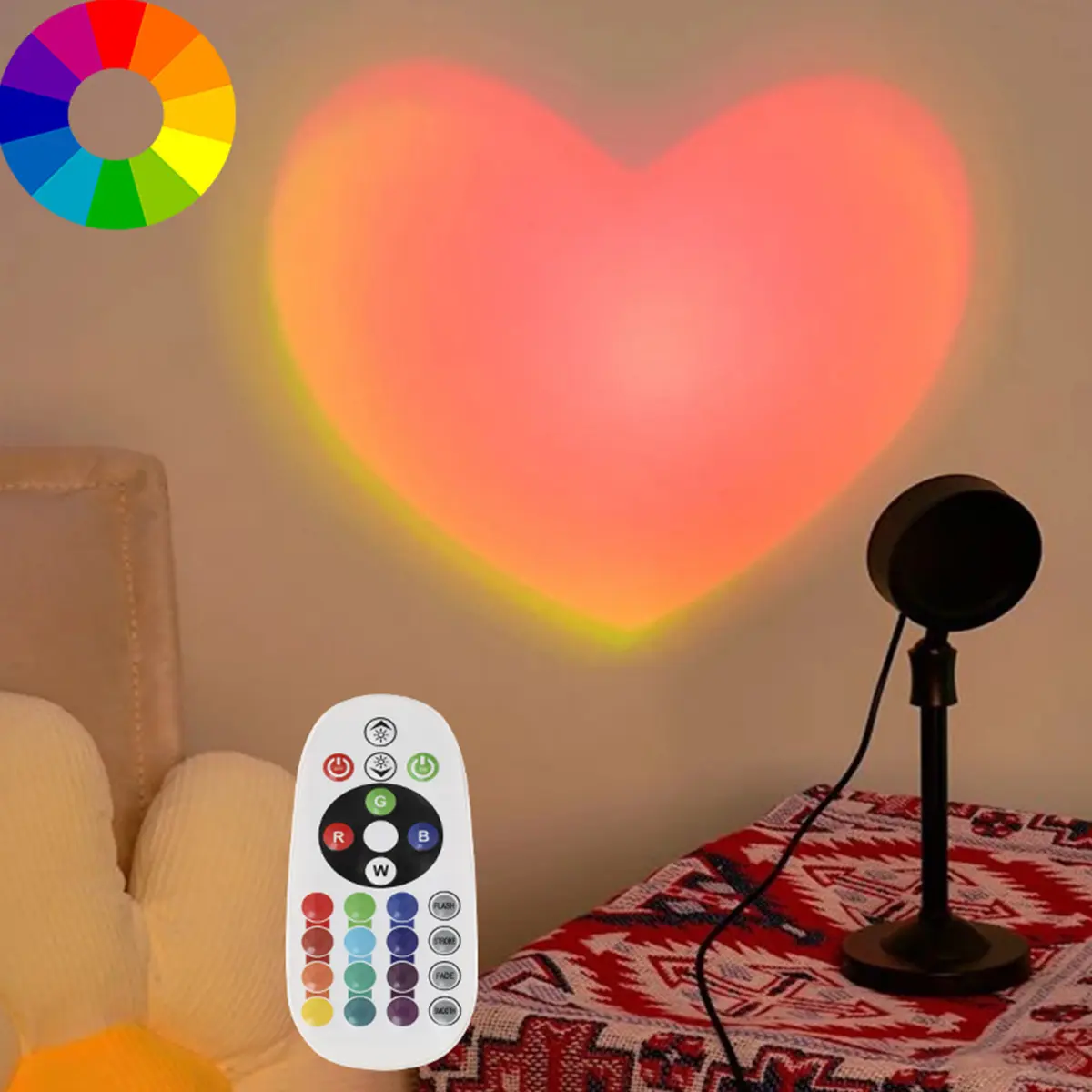 Fall Sunset Lamp Projector Light Adjustable Sunset Mood Lamp, Remote Control RGB Ambient Night Light for Bedroom, Gaming Room, Live Streaming Photography & Parties Home Wall Decor Valentine's Day Gift