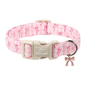 Babole Pet Girl Dog Collar - Cute Pink Puppy Accessory for Small, Medium & Large Dogs, Quick - Release Buckle Collar for Male Female Dogs