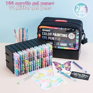 Languo 216pcs Colorful Gel Pen Set, 144 Acrylic Pens + 72 Glitter Pens, 1.0mm Tip, Large Ink Capacity, Art Supplies for Drawing, DIY, Coloring, Acrylic Painting Pens