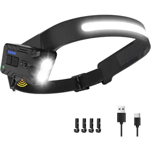 Rechargeable LED Headlamp (Upgraded 2026), 500 Lumens, 230? Wide Beam, USB-C -- Rotating Side-Mount  & Pivoting Lamp ; Lightweight, Hard-Hat Ready for Camping, Running, Fishing & Repairs
