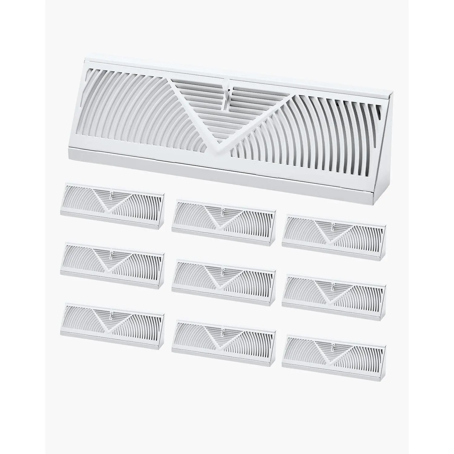 VEVOR 10-Pack 15-Inch Minimalist Rectangular Iron Floor Vents, Heavy-Duty Walkable Rustproof Anti-Peeling HVAC Baseboard Registers with Adjustable Metal Damper, Easy Install Durability for Home Use