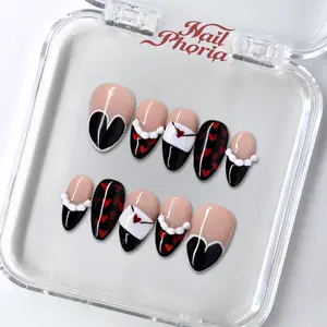 NailPhoria SECRET CRUSH (NFC) - Valentine Handmade Press-On NailslReusable, Salon-Aualitv Long-Lasting, Glossy Design