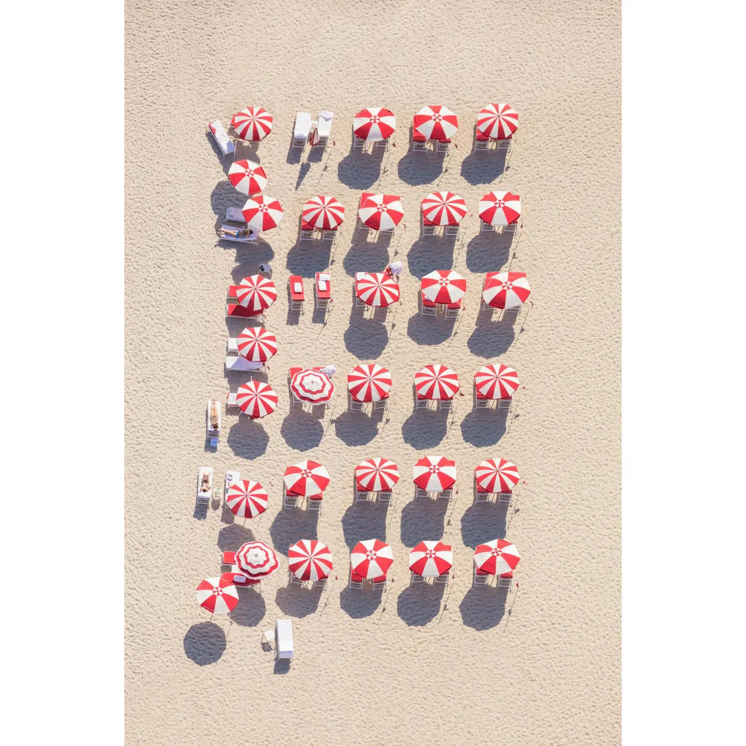 Red and White Striped Beach Umbrellas
