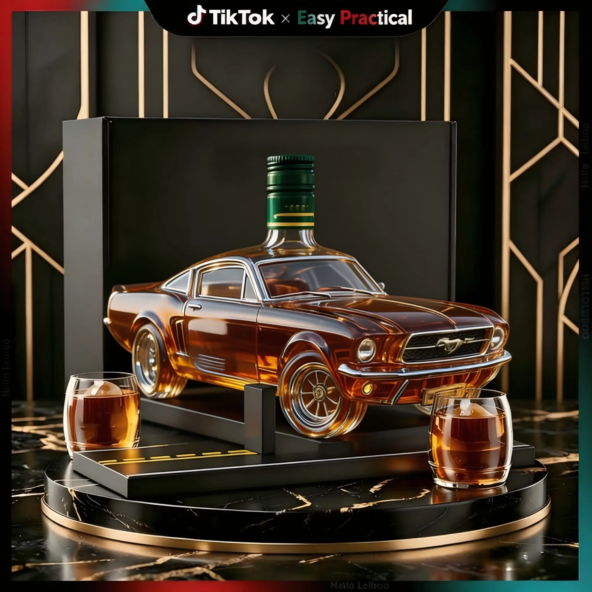【DealsForYouDays】Car Whisky flasche, Car Shape Shaped Novel Glass Whiskey Decanter Set Wild Horse Whiskey Decanter Bottle Liquor Dispensing Container Wisky Awakener Whisky Gift for Automotive Enthusiast Men