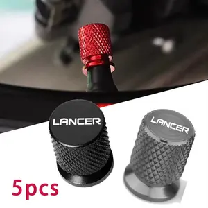 For Mitsubishi Lancer 5pcs Aluminum Alloy Tire Valve Stem Cap, Metallic Texture, Anti Theft & Dust-Proof, Automotive Accessories