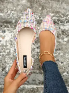 Women's Solid Color Pointed Toe Flat Shoes, Fashionable Slip on Shoes for Daily Wear, Lightweight Breathable Comfortable Shoes for Women & Girls, Running