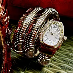 Women's Serpent-Style Watch Wraparound Fashion Chic Wristwatch with Metal Band Trendy Gift for Fashion Enthusiasts