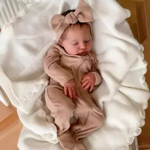NPK 19 Inch (48cm) Handmade Realistic Sleeping Reborn Baby Doll, Closed Eyes Premium Girl Doll with Soft Silicone Head, Cotton-Stuffed Cloth Body, 1kg Weight, Cute Clothing for Kids' Birthday Gift
