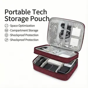 3 layer Electronics Storage Bag Travel Cable Accessories Bag Waterproof Double Layer Organizer Portable Case for Cables Cord Charger Phone Adapter Power Bank Kindle Hard Drives Durable Pouch Easy To Carry