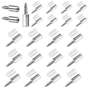 20-Pack Self-Tapping Screw Shelf Support Pegs with Non-Slip Rubber Sleeve, Sturdy Cabinet Laminate Shelf Pins for Adjustable Shelving in Kitchen Cabinets, Bookcases, Wardrobes, and Closets