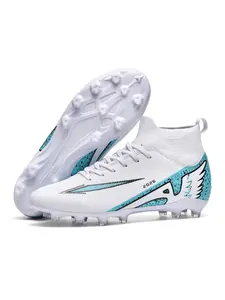 Men Women High Top Football Shoes, Anti-Slip Durable Outdoor Lawn Soccer Shoes, Super Grip Support, Fashionable Upper Material PU, Soccer Cleats