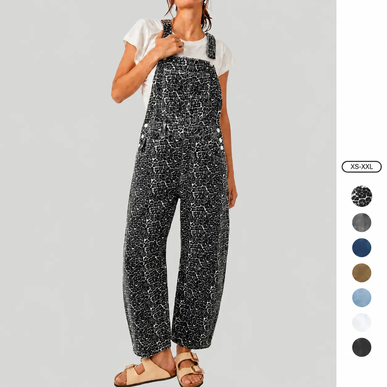 Imily Bela Womens Denim Bib Overalls Barrel Leg Adjustable Strap Jean Pants Jumpsuits with Pockets