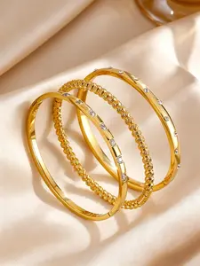 3 Pieces/Set Of High-End Luxury Round Zirconia Stainless Steel Bracelet Set, Exquisite And Elegant Style Jewelry, Suitable For Men And Women's Daily Wear And Stacking, Creative Gift