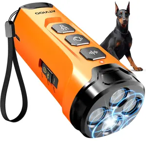 Dog Bark Deterrent Device, Ultrasonic Anti-Barking Devices with 3X Sonic Emitters, Dual-Frequency Bark Control, Flashlight & Sound Modes, Humane No-Bark Trainer, Safety Lock, USB-C Rechargeable