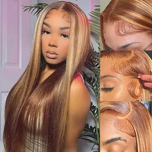MIRELLE Highlight Honey Blonde Wig - 13x6 Synthetic Lace Front Wigs for Women - HD Lace Body Wave Frontal Wig Pre-Plucked with Baby Hair Heat Resistant Fiber 30 Inches 220 Density tiktokshopspringglowup