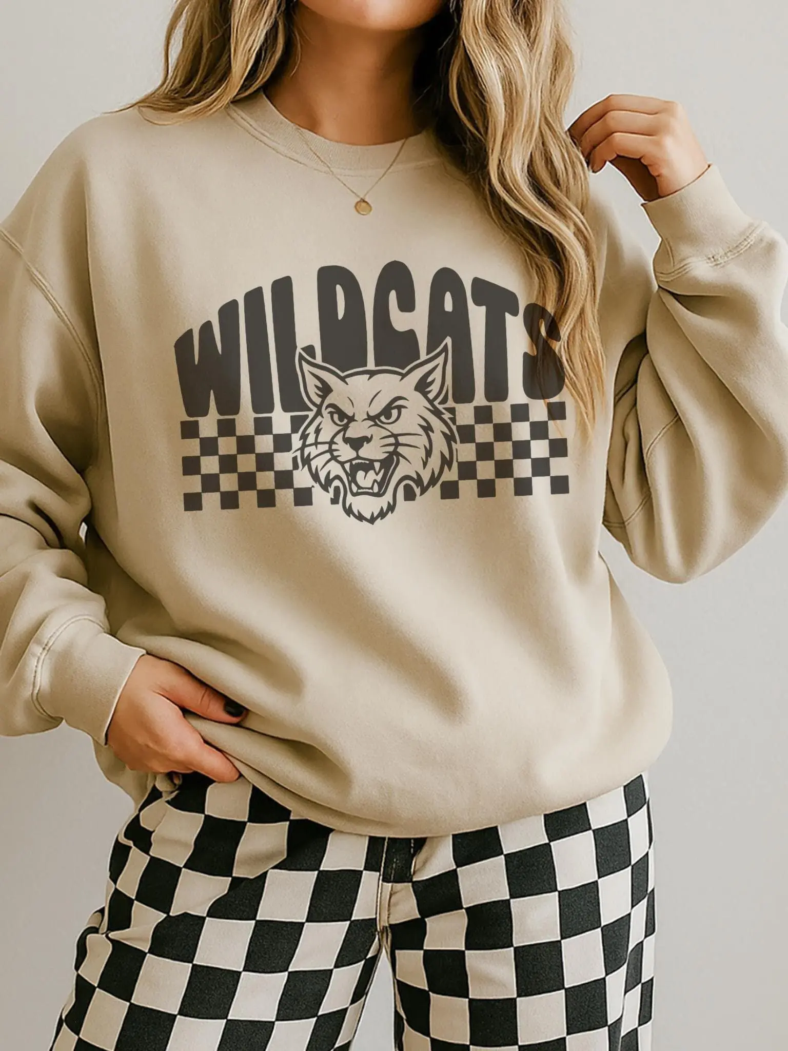 Wildcats Sweatshirt: Retro Mascot Pullover, School Spirit Crewneck