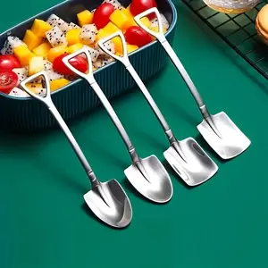 New Creative Shovel Shape Spoons Stainless Steel Desserts Spoon Mini Kitchen Utensils Tableware Cutlery Dinnerware Utensils