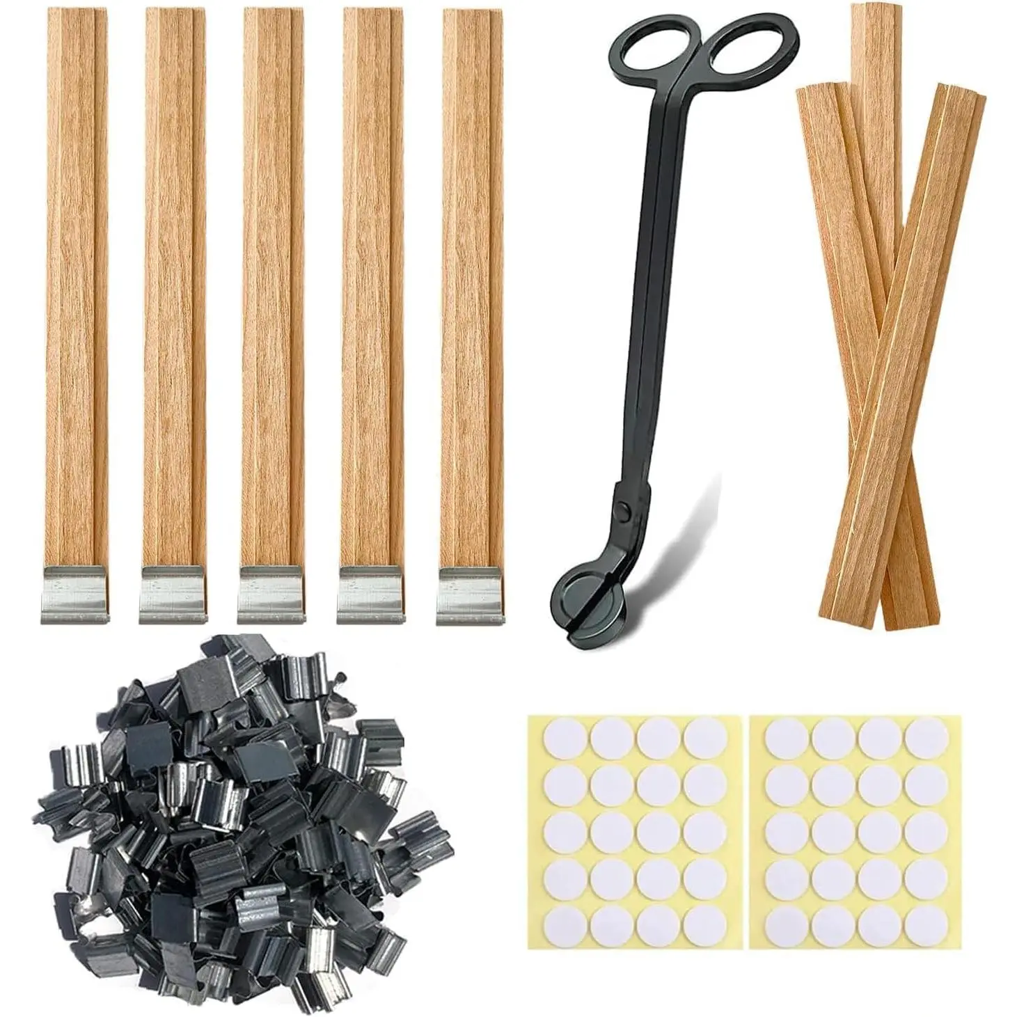 50 Sets Double-Layered Wooden Candle Wicks Trimmer 5.1 X 0.5 Inch  Candle  Wicks Wooden Wicks  Wicks for Candles Making,Wooden Candle Wick with Base and Stickers