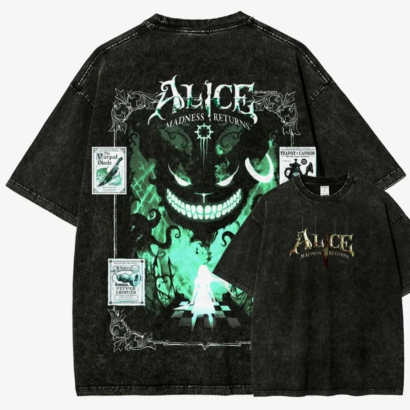 Alice: Madness Returns Graphic Tee, Vintage Gothic T Shirt, Dark Fantasy Streetwear Shirt, Oversized Unisex Apparel, Gift for Fans, Gift for Him, Gift for Her Q6L