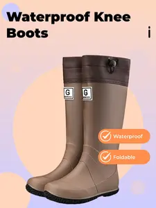 Elegant Knee-High Boots with Zip Closure, Fashionable Wedge Design, Perfect Winter Footwear for Style Lovers, Women, Rain Shoes