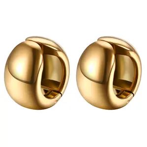 OIDEA Women's 14K Gold Chunky Hoops Clip-On Earrings - Thick Hoop, Minimalistic Style, Lightweight Non-Pierced Clip-On Cuff for Cartilage summerwins