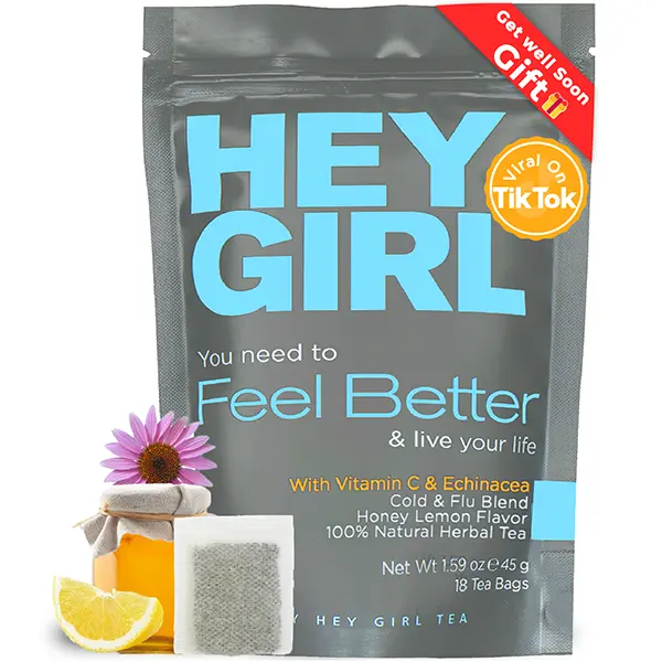 Hey Girl Feel Better Herbal Tea Blend - Immune Boosting Herbs, Antioxidants & Vitamins lotusflowertea gmo-free tea for health healing herbs herbal ingredient natural blend Cold herbal  tea