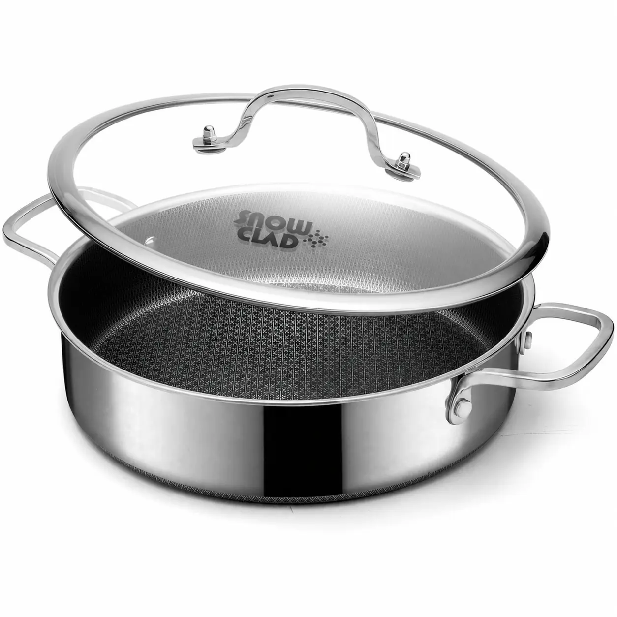 SNOWCLAD 12-Inch Hybrid Deep Saute Pan with Lid – 5QT Nonstick Stainless Steel Skillet, Dishwasher & Oven Safe, Induction Compatible, PFOA Free SummerWins
