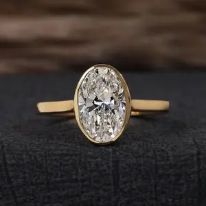 2026 Oval Cut Solitaire Engagement Ring, Bezel Set Moissanite Ring, Daily Wear Statement Ring,Diamond Ring, Wedding Ring For Her