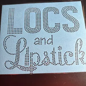 Locs and Lipstick Design Rhinestone Template on Magic Flock
