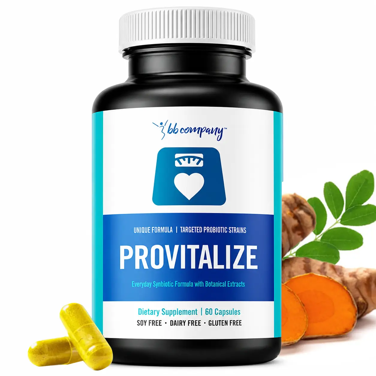 Provitalize | Probiotics designed specifically for women to promote digestive health and relieve menopausal symptoms | Curcumin, turmeric, moringa | Vegan and gluten-free formula | Suitable for people aged 40 and older | 60-count bottle