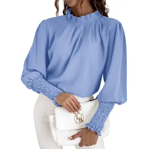 Danedvi Womens Long Sleeve Blouse Office Loose Trendy Casual Work Shirt Tops, Yellow, X-Large Womenswear Comfort