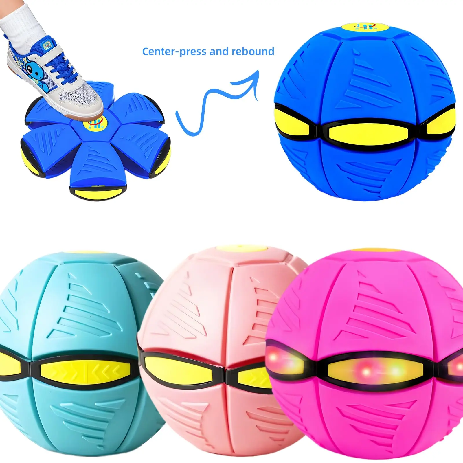 UFO Magic Ball 3Light for Parent-Child Interaction, Pop Up Ball for Outdoor | Doggy Disc Ball for Medium Large Dogs, Flying Saucer Ball Decompression Toys for Sports