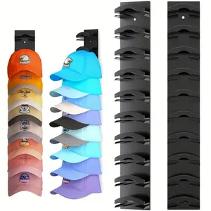 Hat Organizer Rack for 10 Caps - 1 Pack, Strong Adhesive Wall Mount Hat Holder, By Closet Cap Hanger - Black-White Wall-Mounted Multilayer floating shoe key shelf set cowgirl mail cinder block Music Box Bat-Shaped Wooden