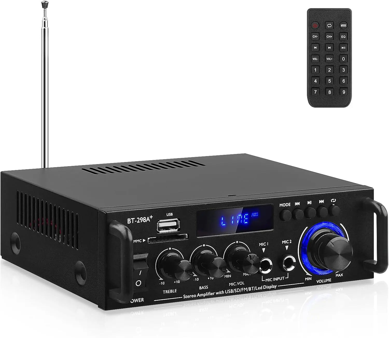 Bluetooth 5.0 Stereo Audio Amplifier for Home Speaker, BT-298A+ 2 Channel 40W X 2 Power Amplifier Receiver Line