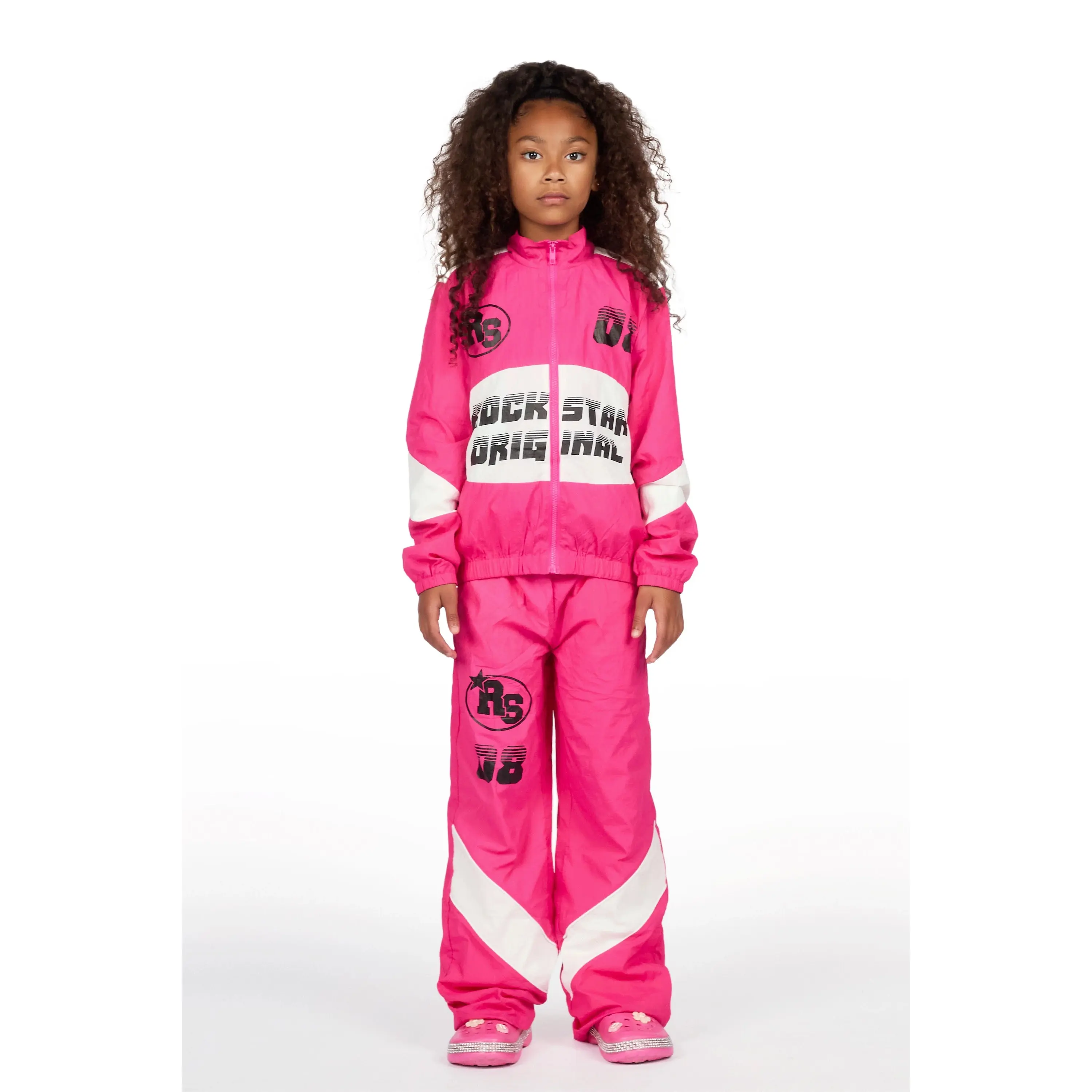 Girls Wayra Fuchsia/White Windbreaker Jacket Track Set
