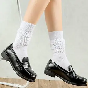 6PCS Women Men's Slouchy Ribbed Crew Socks, Soft Mid-Calf Stackable Socks for Daily Wear