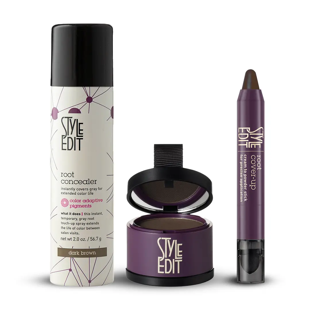 Style Edit Root Concealer Spray + Root Touch-Up Powder + Root Concealer Stick Beautiful Brunette Collection 2.24 oz Style Edit Root Concealer Spray + Root Touch-Up Powder + Root Concealer Stick Beautiful Brunette Collection 2.24 oz