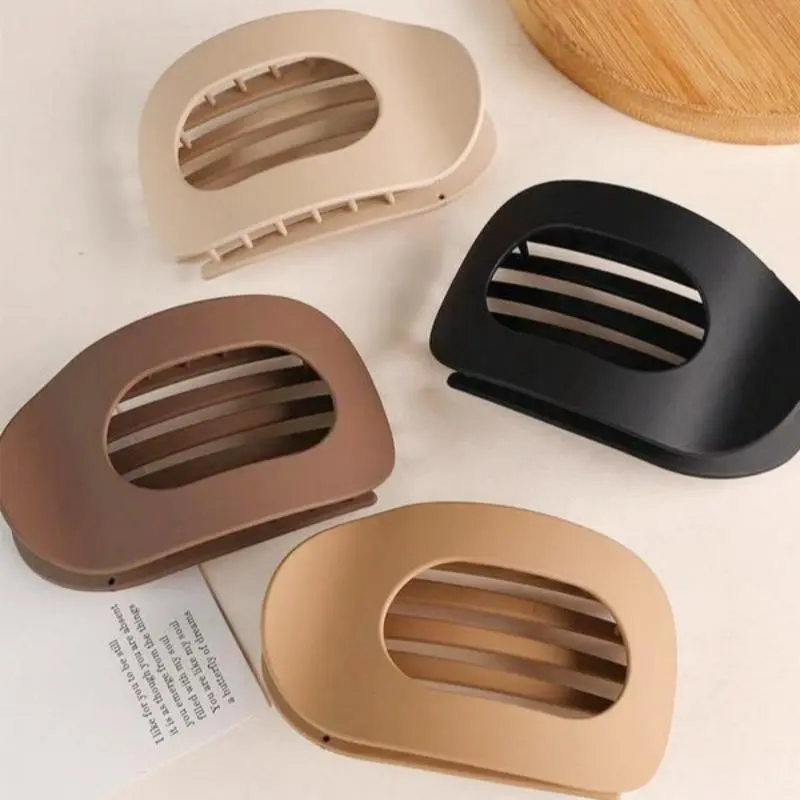 Women's New Upgrade 4-Piece Solid Color Seamless Flat Oval Hair Clip Set - Stylish Synthetic Accessories for Female, Upgraded ABS Material, Flexible Bending-Resistant, Compact and Practical for Daily Wear