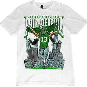 Cooper DeJean V2 Graphic Tee, Menswear Crew Neck Football Streetwear T-Shirt, Unisex Casual Regular Fit Cotton Tops, Good Vintage Hip-Hop Bold Retro Apparel, Men Round Neck Y2K Sports Tees Classic Fabric