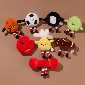Cute Cartoon Sports Equipment Ball Plush Pendants Creative Series Keychains Toys Dolls Claw Machines