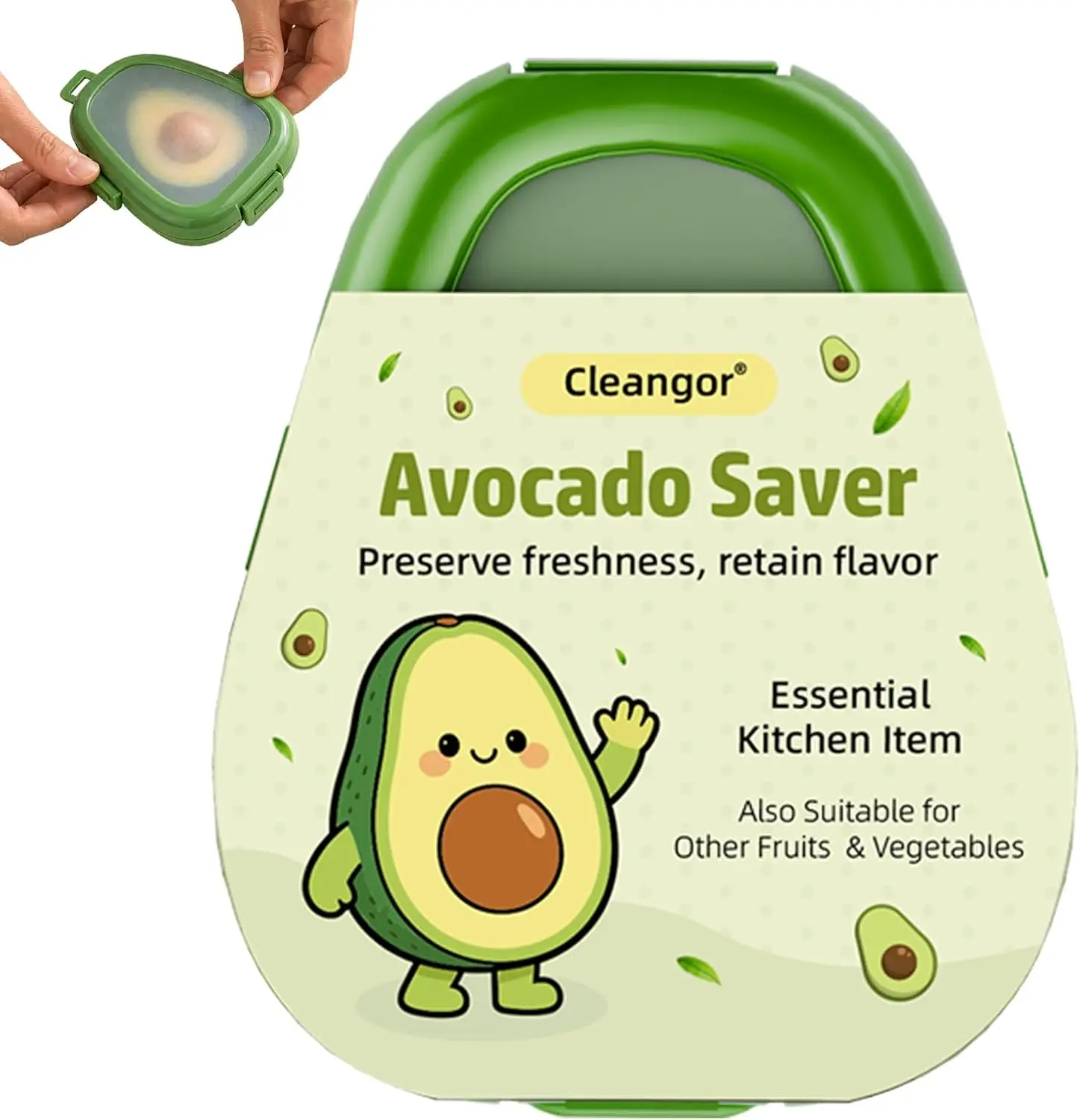 CLEANGOR Silicone Avocado Saver with Snap-On Lid - Airtight Double-Layer ABS Containers for Avocado, Tomato, Onion, Lemon, Fruit Storage, Work Meals - Reusable Dishwasher-Safe Kitchen Utensil Preserver