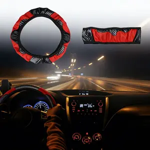 Car Steering Wheel Cover,14.56-14.96 Inch,Soft Leather,Anti-slip,Carbon Fiber Pattern,Elastic Band,Easy to Install,for Comfortable Driving,Car Interior Decoration