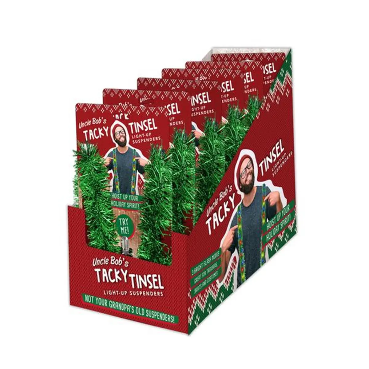 212 MAIN Uncle Bobs Unisex Colorful LED Festive Light Decoration - Pack of 24 Adjustable Light-Up Tinsel Garlands with Metal Clips